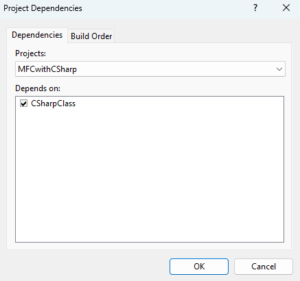 Check the CSharp library project as build dependency