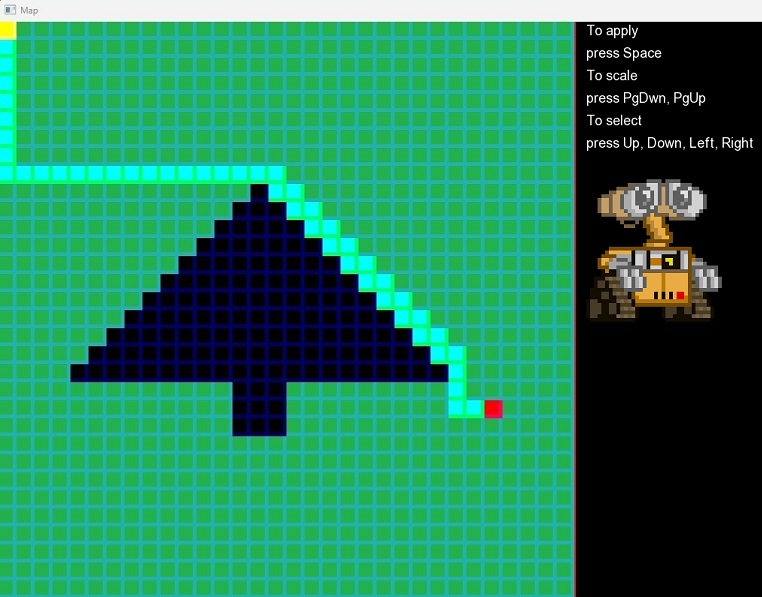 Picture 3. A map consisting of cells in binary state (green or black).