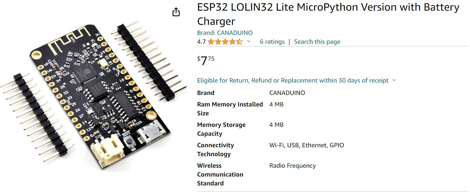 LOLIN 32 ESP32 development board