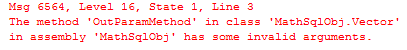 Figure 55 Error message for out and ref parameter