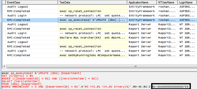 Sql profiler