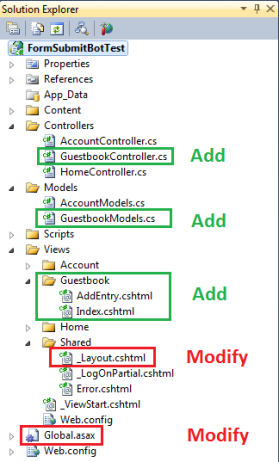 Completed solution explorer view