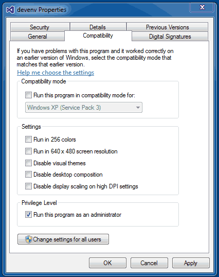 Visual Studio .exe properties