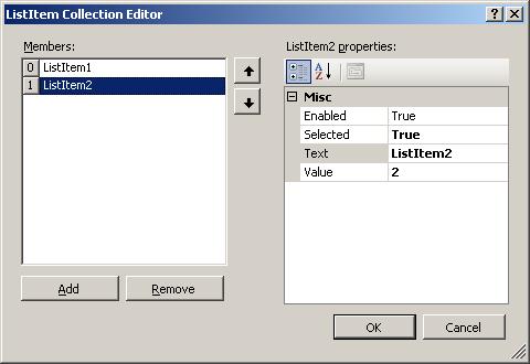 .Net Framework ListItem Collection Editor