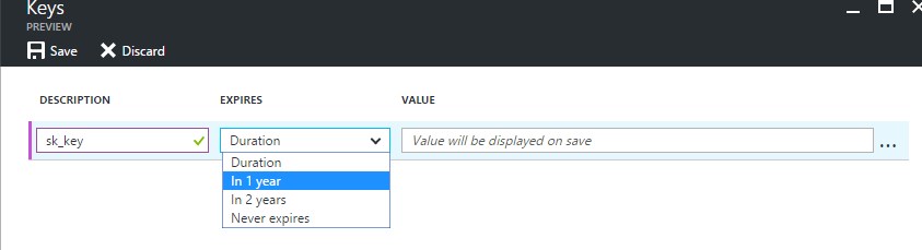 Key description and expiry