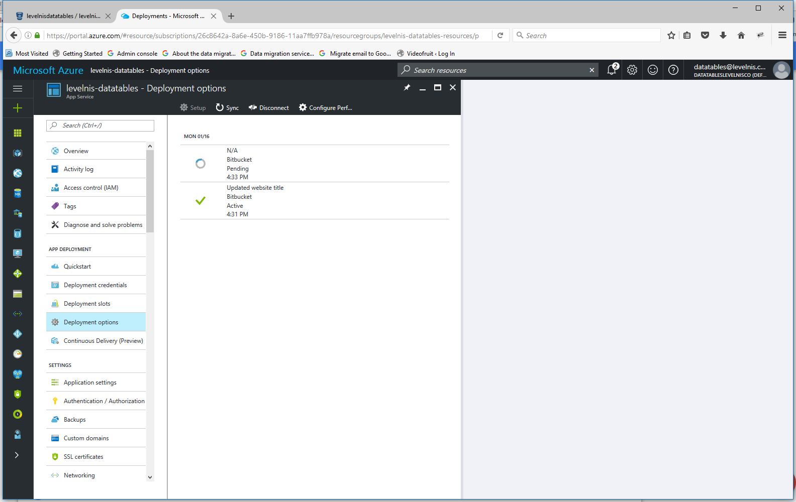 Azure deploying pull request