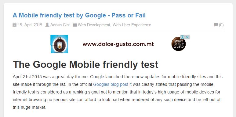 Adverts in articles