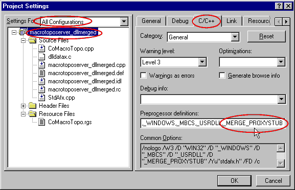 Server / Project Settings - C/C++