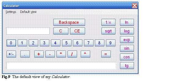 Text Box: Fig.9 The default view of my Calculator