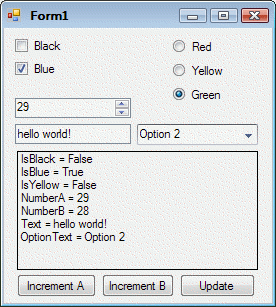 Screenshot from test application