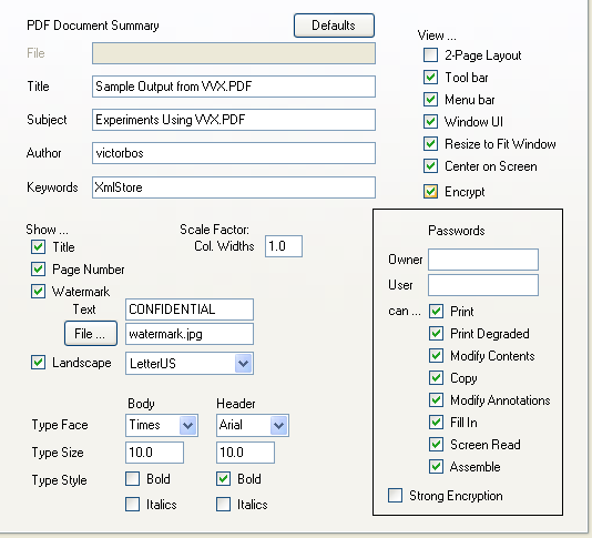Application Screen Shot - Selection