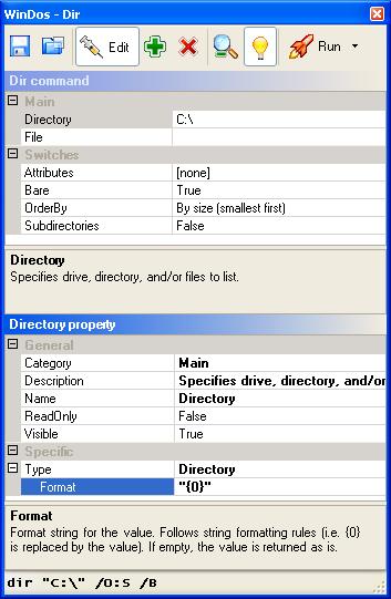WinDos viewing details of a property