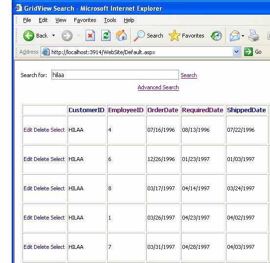 Basic Search View Results