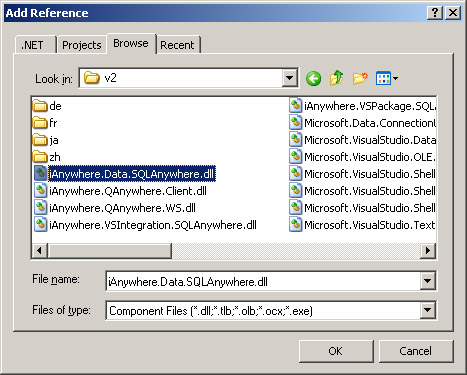 Visual Studio SQL Anywhere Namespace