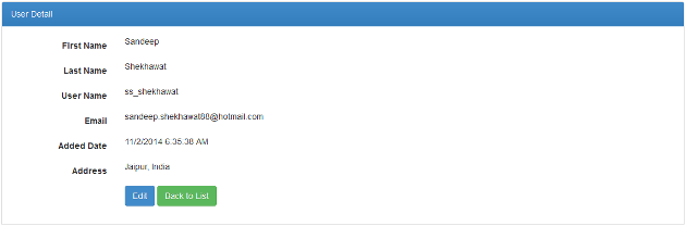 User Detail UI