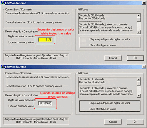 Demonstration of CEditMoeda