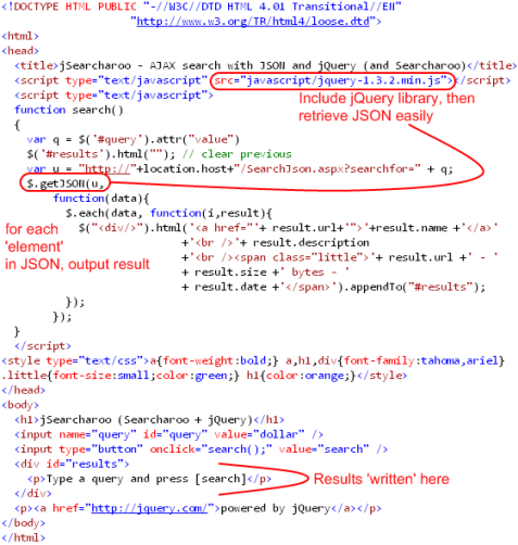 jSearcharoo - search page driven by JSON and jQuery