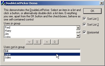 DoubleListPicker Horizontal View