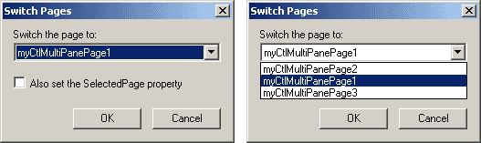 Switching pages in the designer