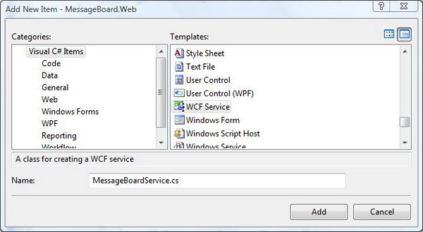 Add WCF Service