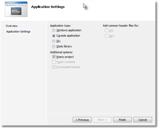 VS 2008 project setup.