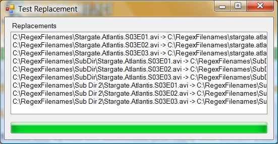 Testing the regular expression.