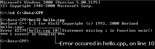 bcc32 hello.cpp