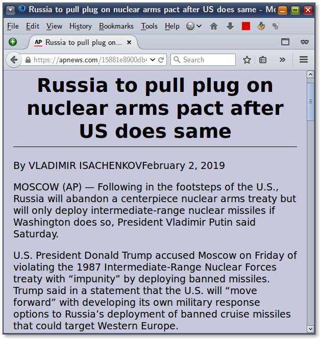 An AP News article in Book Reader mode