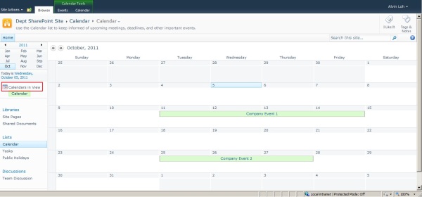 Calendars in View