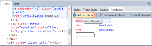 Attribute tab
