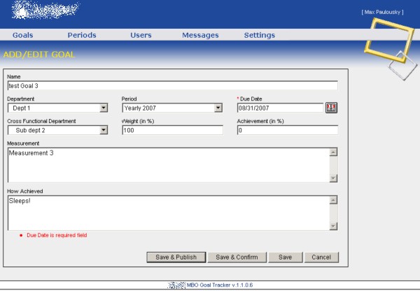 Screenshot of second web page