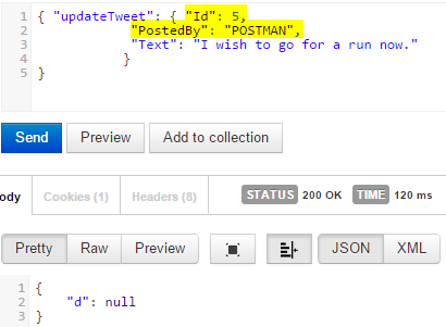 POSTMAN UpdateTweet Operation