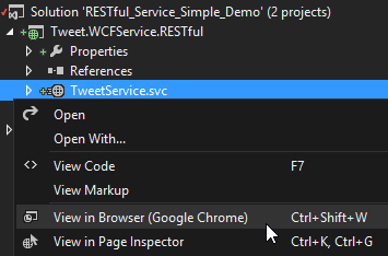 Tweet.WCFService.RESTful TweetService.svc view in browser Screen-shot