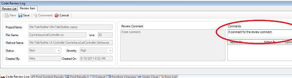 Adding a comment for a review commen